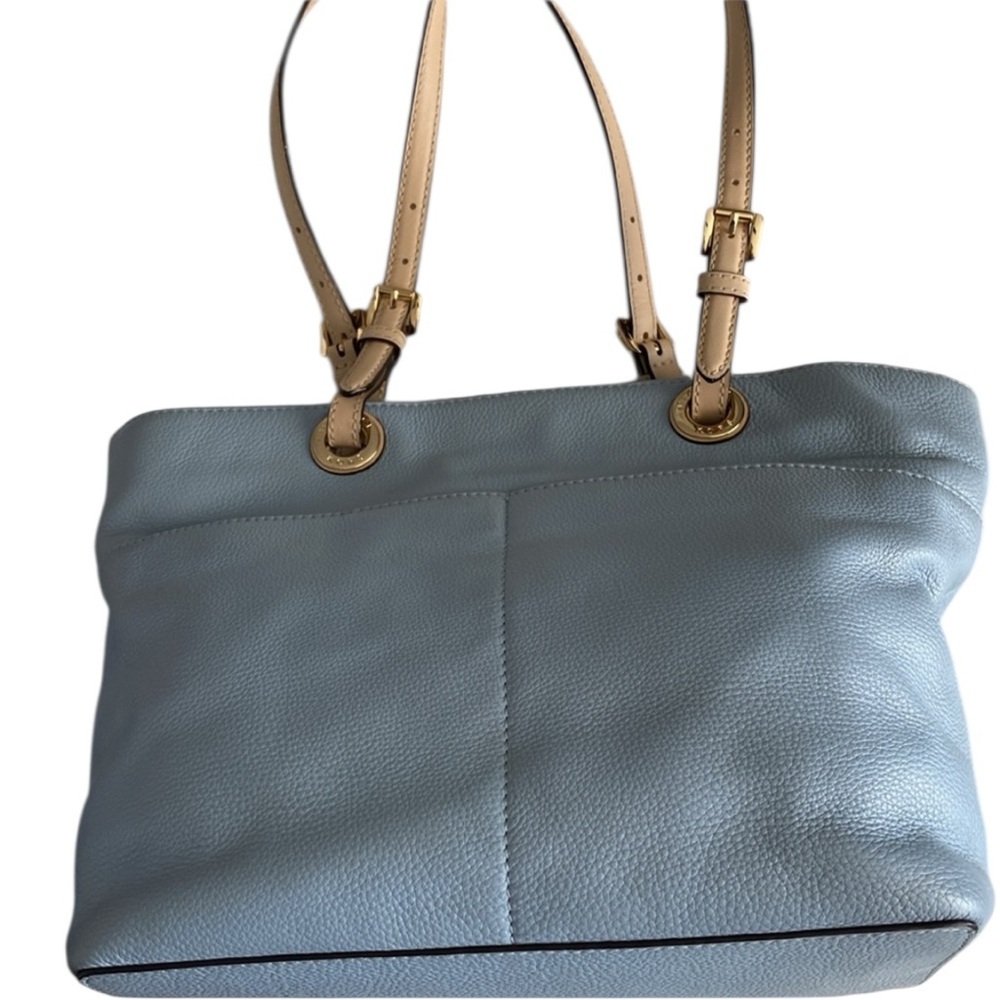 Michael KORS Pebble Leather LIGHT BLUE  Gold Hardware TOTE SHOULDER PURSE BAG